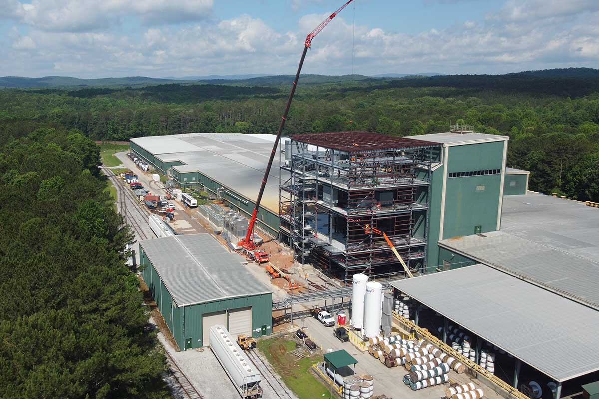 Southwire Company CV Tower in Heflin, AL is upgrading its flat roofs to slope roofs, adding on to a main structure and adding a new building.